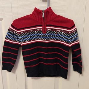 Nautical red/blue/white half zip up high neck sweater size 18 months